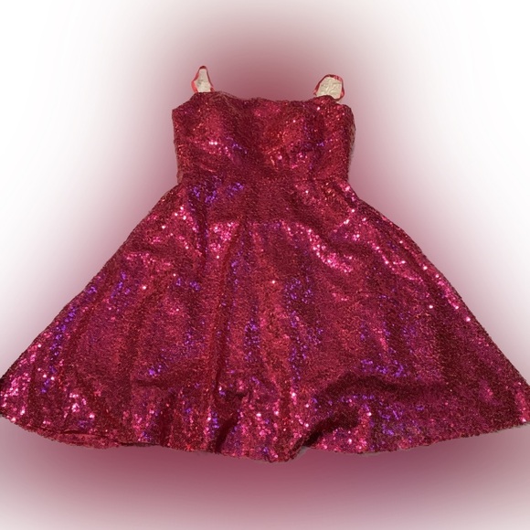 VNaix pink Barbie sequin Halter prom dress adjustable bust  XS-S 32-34 NWOT - Picture 4 of 8